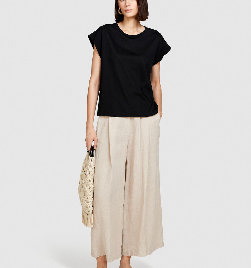 Slub t-shirt - women's short sleeve t-shirts - Black | Sisley image number 1